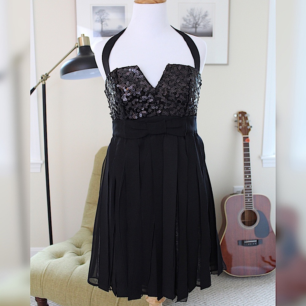 Bebe sequined cocktail dress, black, size Small, vintage